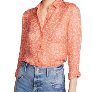 Equipment Essential Sheer Silk Blouse Orange Print